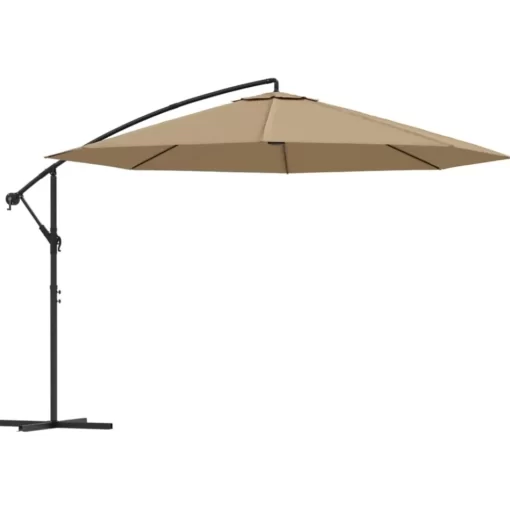 vidaXL Lawn & Garden* Cantilever Umbrella With Aluminum Pole 137.8" Taupe