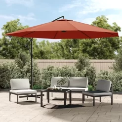 vidaXL Lawn & Garden* Cantilever Umbrella With Aluminum Pole 137.8" Terracotta