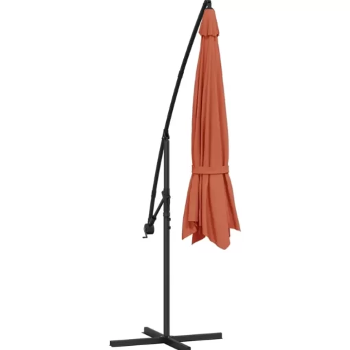 vidaXL Lawn & Garden* Cantilever Umbrella With Aluminum Pole 137.8" Terracotta