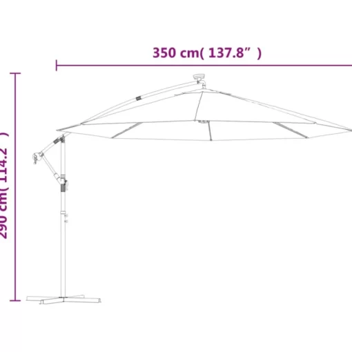 vidaXL Lawn & Garden* Cantilever Umbrella With Led Lights Azure Blue 137.8"