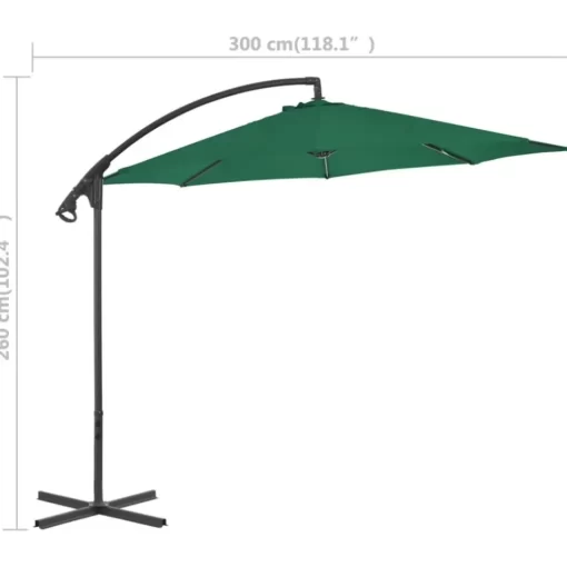 vidaXL Lawn & Garden* Cantilever Umbrella With Steel Pole 118.1" Green