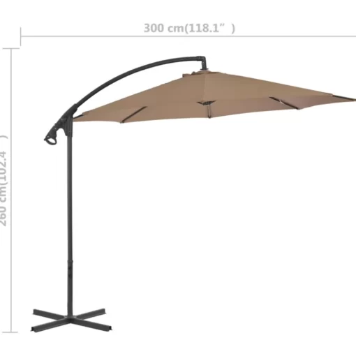 vidaXL Lawn & Garden* Cantilever Umbrella With Steel Pole 118.1" Taupe