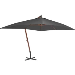 vidaXL Lawn & Garden* Cantilever Umbrella With Wooden Pole 157.5"X118.1" Anthracite