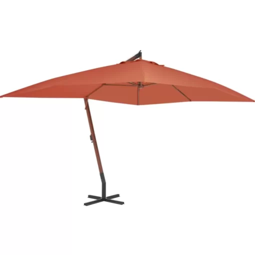 vidaXL Lawn & Garden* Cantilever Umbrella With Wooden Pole 157.5"X118.1" Terracotta