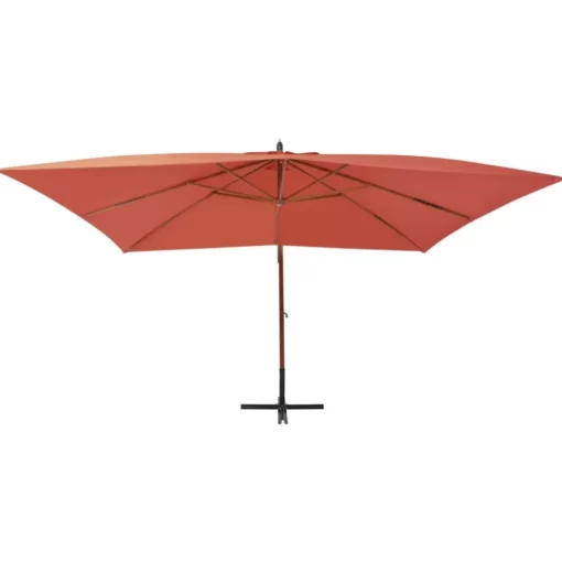 vidaXL Lawn & Garden* Cantilever Umbrella With Wooden Pole 157.5"X118.1" Terracotta