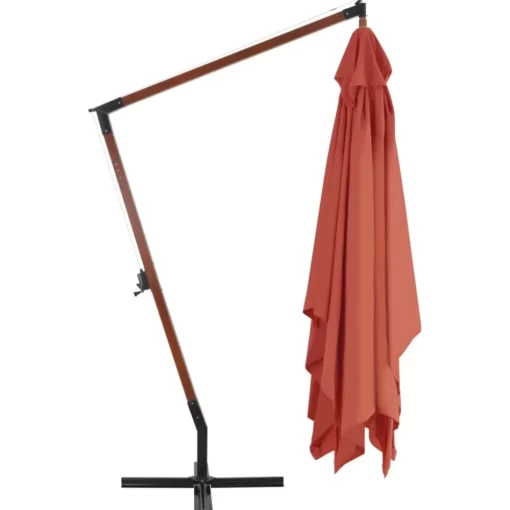 vidaXL Lawn & Garden* Cantilever Umbrella With Wooden Pole 157.5"X118.1" Terracotta