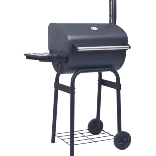 vidaXL Kitchen & Dining* Charcoal Bbq Grill Smoker With Bottom Shelf Black