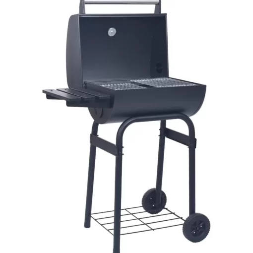 vidaXL Kitchen & Dining* Charcoal Bbq Grill Smoker With Bottom Shelf Black