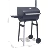 vidaXL Kitchen & Dining* Charcoal Bbq Grill Smoker With Bottom Shelf Black