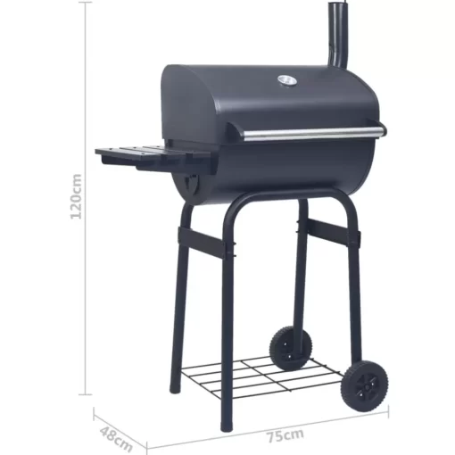 vidaXL Kitchen & Dining* Charcoal Bbq Grill Smoker With Bottom Shelf Black