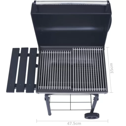 vidaXL Kitchen & Dining* Charcoal Bbq Grill Smoker With Bottom Shelf Black