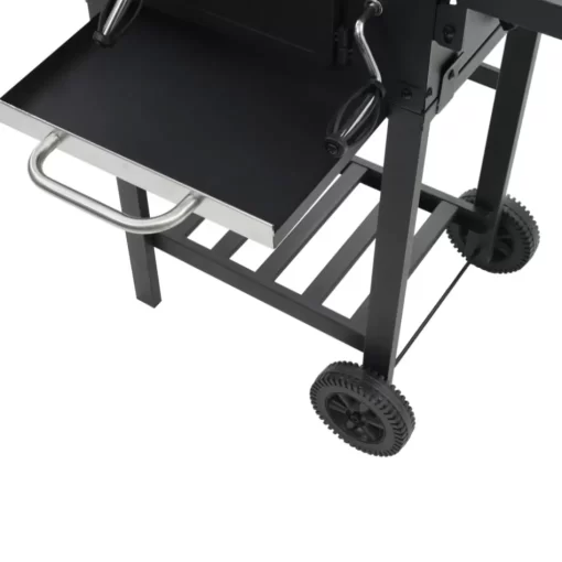 vidaXL Kitchen & Dining* Charcoal-Fueled Bbq Grill With Bottom Shelf Black