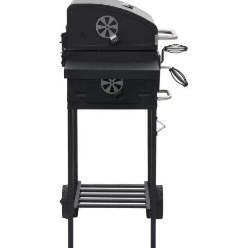 vidaXL Kitchen & Dining* Charcoal-Fueled Bbq Grill With Bottom Shelf Black