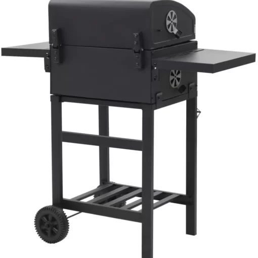 vidaXL Kitchen & Dining* Charcoal-Fueled Bbq Grill With Bottom Shelf Black