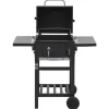 vidaXL Kitchen & Dining* Charcoal-Fueled Bbq Grill With Bottom Shelf Black