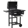 vidaXL Kitchen & Dining* Charcoal-Fueled Bbq Grill With Bottom Shelf Black