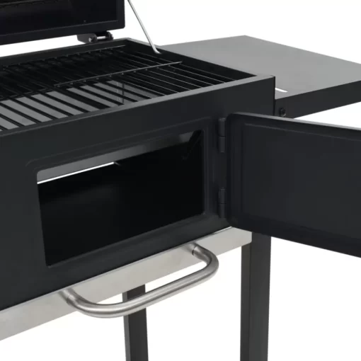 vidaXL Kitchen & Dining* Charcoal-Fueled Bbq Grill With Bottom Shelf Black