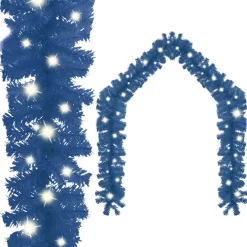 vidaXL Decor* Christmas Garland With Led Lights 16 Ft Blue