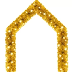 vidaXL Decor* Christmas Garland With Led Lights 16 Ft Gold