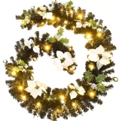 vidaXL Decor* Christmas Garland With Led Lights Black 8.9' Pvc