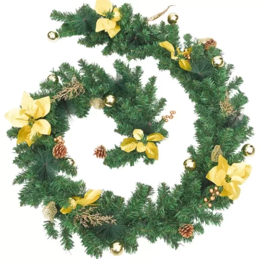 vidaXL Decor* Christmas Garland With Led Lights Green 106.3" Pvc