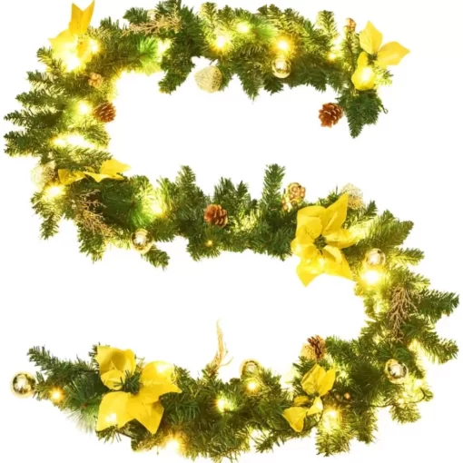 vidaXL Decor* Christmas Garland With Led Lights Green 106.3" Pvc