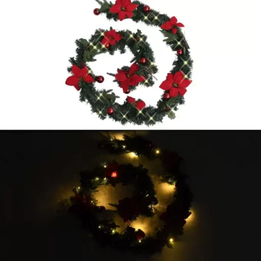 vidaXL Decor* Christmas Garland With Led Lights Green 8.9' Pvc