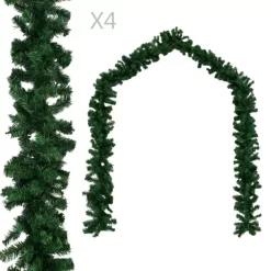 vidaXL Decor* Christmas Garlands 4 Pcs Green 106.3" Pvc