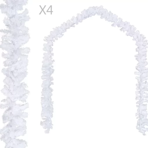 vidaXL Decor* Christmas Garlands 4 Pcs White 106.2" Pvc