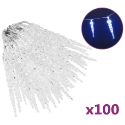 vidaXL Decor* Christmas Icicle Lights 100 Pcs Blue Acrylic