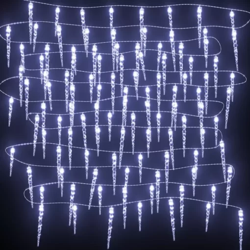 vidaXL Decor* Christmas Icicle Lights 100 Pcs Cold White Acrylic