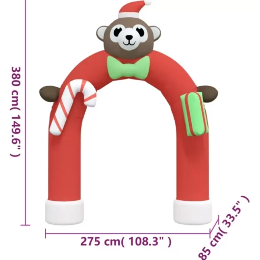 vidaXL Decor* Christmas Inflatable Arch Gate Led 149.6"