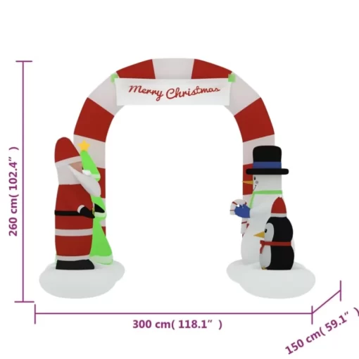 vidaXL Decor* Christmas Inflatable Santa & Snowman Arch Gate Led 102.4"