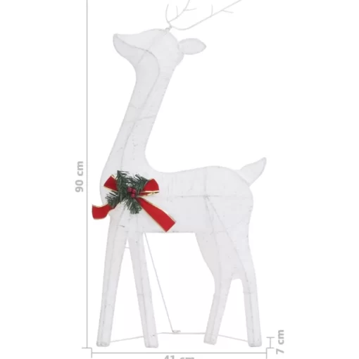 vidaXL Decor* Christmas Reindeer Family 106.3"X2.8"X35.4" White Cold White Mesh