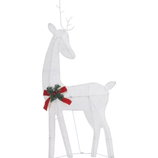 vidaXL Decor* Christmas Reindeer Family 106.3"X2.8"X35.4" White Cold White Mesh