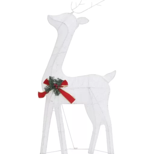 vidaXL Decor* Christmas Reindeer Family 106.3"X2.8"X35.4" White Cold White Mesh