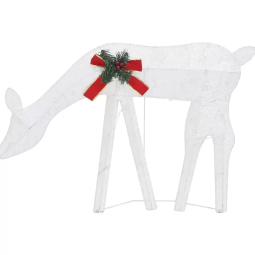 vidaXL Decor* Christmas Reindeer Family 106.3"X2.8"X35.4" White Cold White Mesh