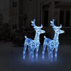 vidaXL Decor* Christmas Reindeers 2 Pcs Blue 80 Leds Acrylic