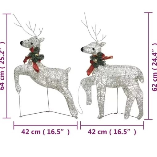 vidaXL Decor* Christmas Reindeers 2 Pcs Gold 40 Leds