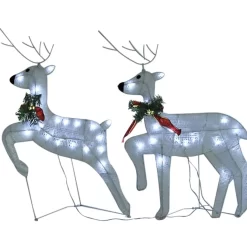 vidaXL Decor* Christmas Reindeers 2 Pcs White 40 Leds