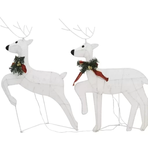 vidaXL Decor* Christmas Reindeers 2 Pcs White 40 Leds