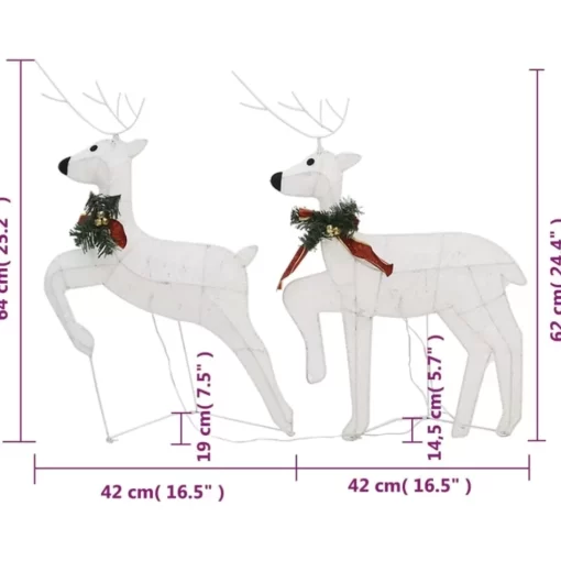 vidaXL Decor* Christmas Reindeers 2 Pcs White 40 Leds