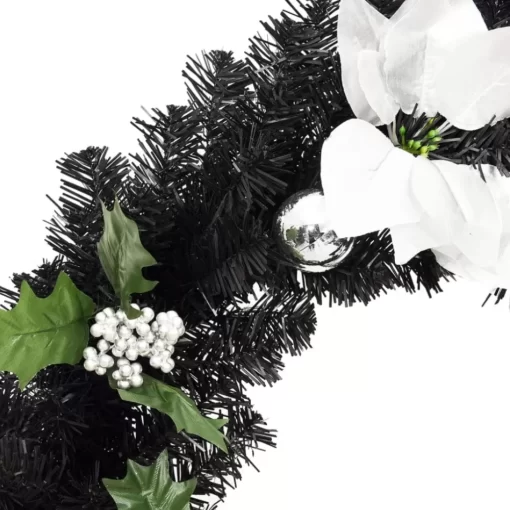 vidaXL Decor* Christmas Wreath With Led Lights Black 23.6" Pvc