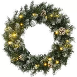 vidaXL Decor* Christmas Wreath With Led Lights Green 17.7" Pvc