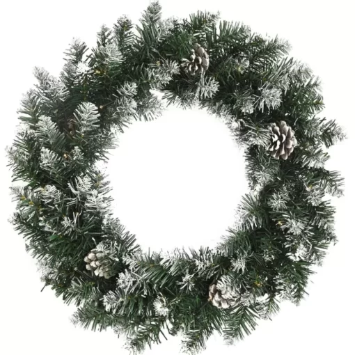 vidaXL Decor* Christmas Wreath With Led Lights Green 17.7" Pvc