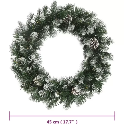 vidaXL Decor* Christmas Wreath With Led Lights Green 17.7" Pvc