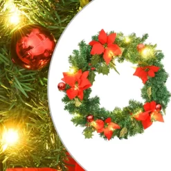 vidaXL Decor* Christmas Wreath With Led Lights Green 23.6" Pvc