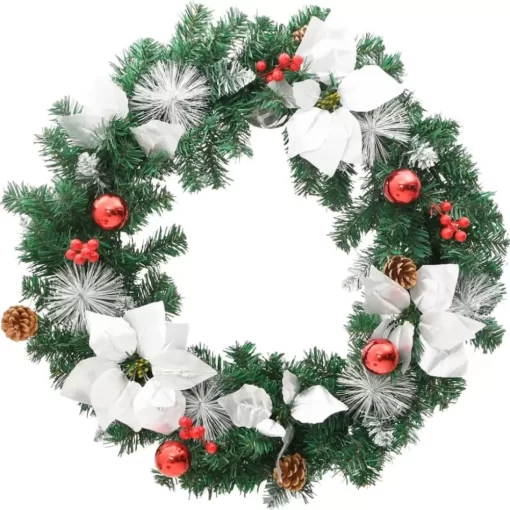 vidaXL Decor* Christmas Wreath With Led Lights Green 23.6" Pvc