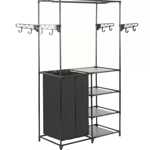 vidaXL Household Supplies* Clothes Rack Steel And Non-Woven Fabric 34.3"X17.3"X62.2" Black