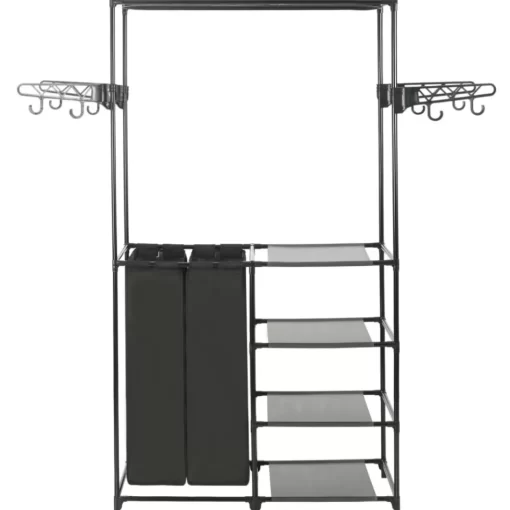 vidaXL Household Supplies* Clothes Rack Steel And Non-Woven Fabric 34.3"X17.3"X62.2" Black